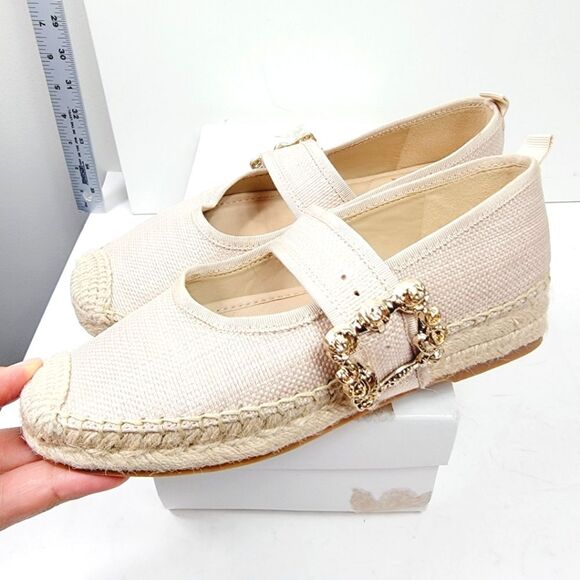 Sam Edelman Linen Look Maddy Orchid Mary Jane Espadrille Flat Size 6.5 NIB - Picture 4 of 8